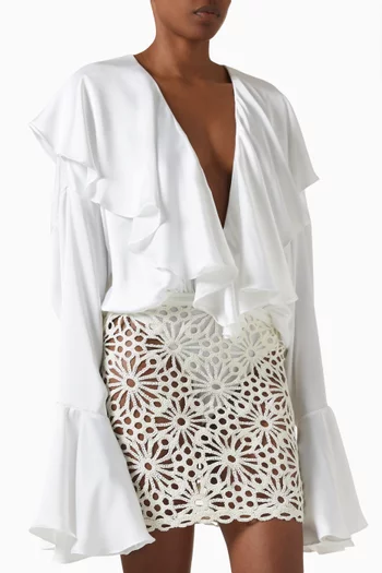 Plunge-neck Ruffle Bodysuit