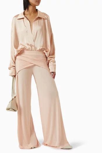 Oversized Boyfriend Bodysuit in Crepe Satin