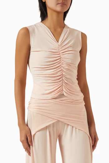 V-neck Shirred Top in Modal