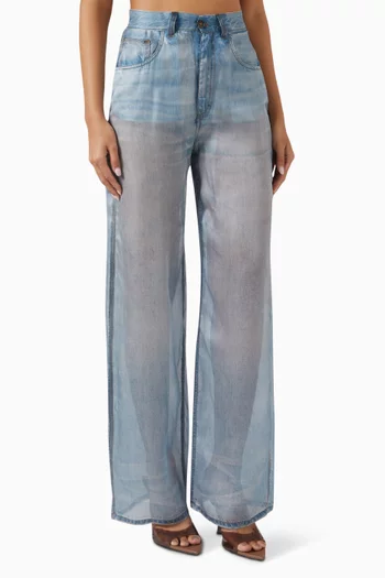 Winona Printed Sheer Jeans in Denim