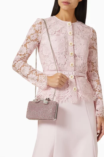 Crystal-embellished Box Clutch Bag