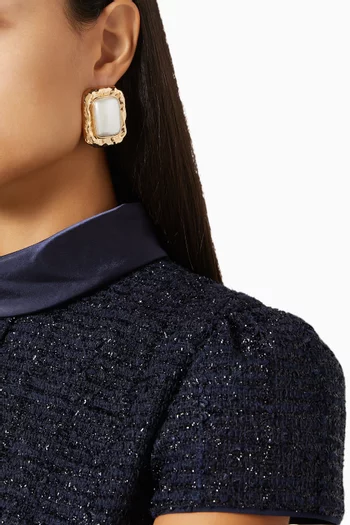 Mottled Pearl Earrings in Brass