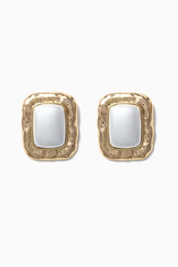 Mottled Pearl Earrings in Brass