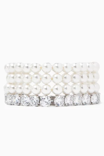 Pearl Diamante Bracelet in Brass