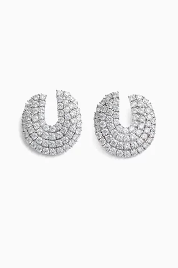 Crystal Curved Earrings in Silver-plated Brass