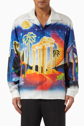 Midnight Acropolis Shirt in Silk