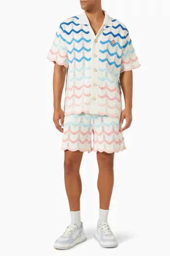 Gradient Wave Crochet Shirt in Cotton