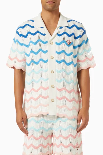 Gradient Wave Crochet Shirt in Cotton