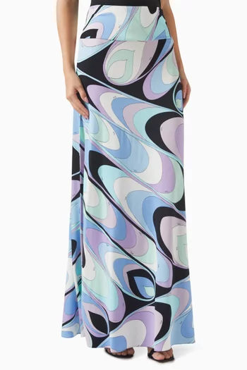 Onde-print Maxi Skirt in Satin-jersey