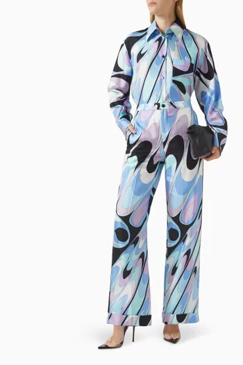 Onde-print Pants in Silk-twill