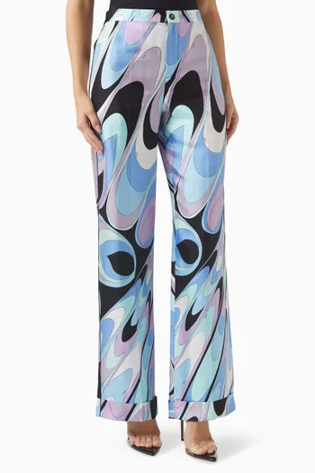 Onde-print Pants in Silk-twill