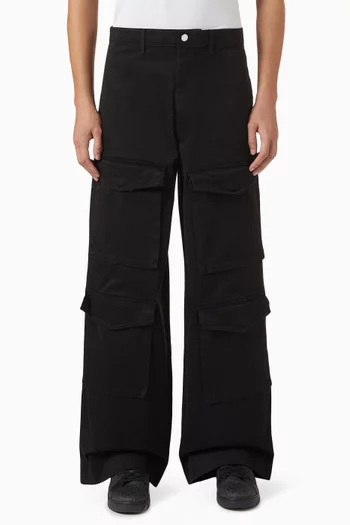 Wide-leg Cargo Pants in Stretch Cotton