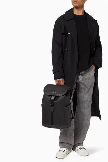 Slim Flap Backpack in Leather