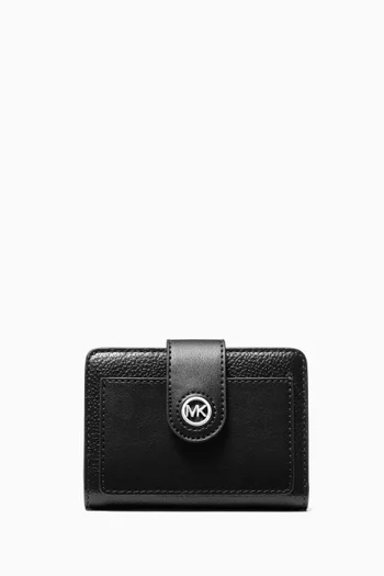 Small Tab Compact Wallet in Leather