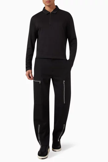 Half-zip Long-sleeve Polo Shirt in Cotton