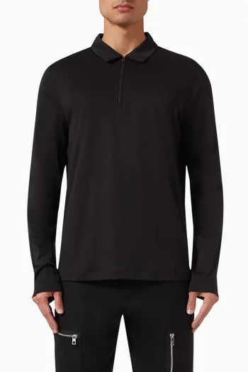 Half-zip Long-sleeve Polo Shirt in Cotton