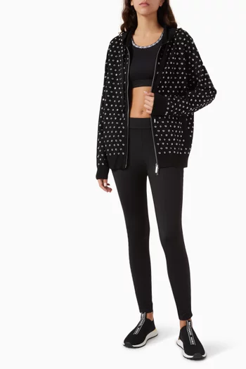 Grommeted Zip-up Hoodie in Wool
