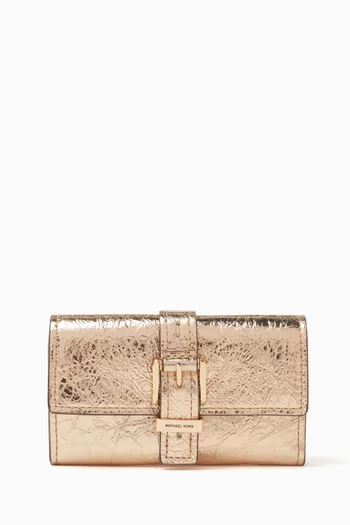 Nolita Tri-Fold Wallet in Metallic Crackled Leather