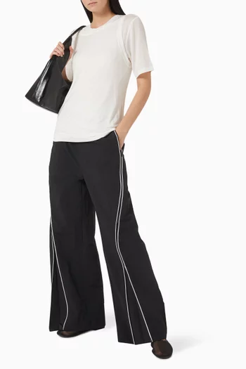 Curved-leg Zip Track Pants in Cotton-blend