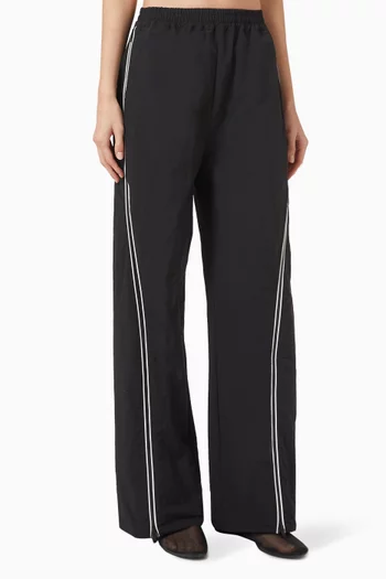 Curved-leg Zip Track Pants in Cotton-blend
