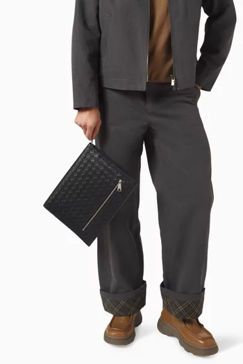 Medium Document Case in Intrecciato Leather