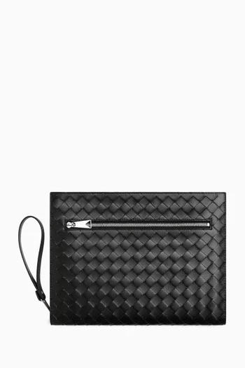 Medium Document Case in Intrecciato Leather