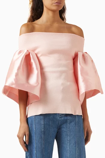 Off-shoulder Top in Rib Jersey & Mikado
