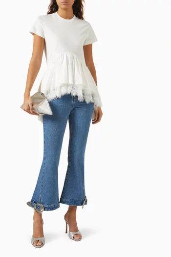 Lace-trimmed T-shirt