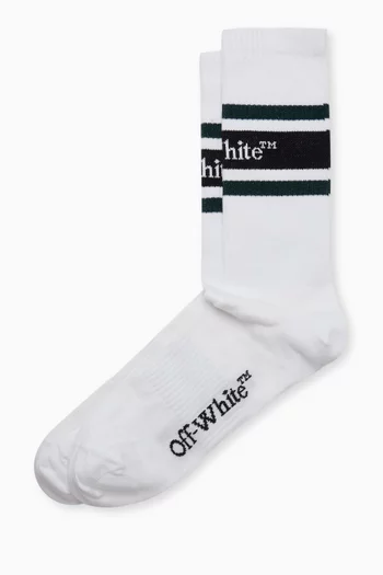 Long Stripes Logo Socks in Cotton-blend