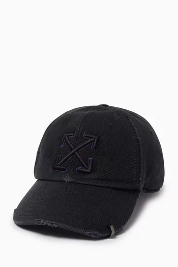 Arrow Baseball Cap in Distressed Cotton
