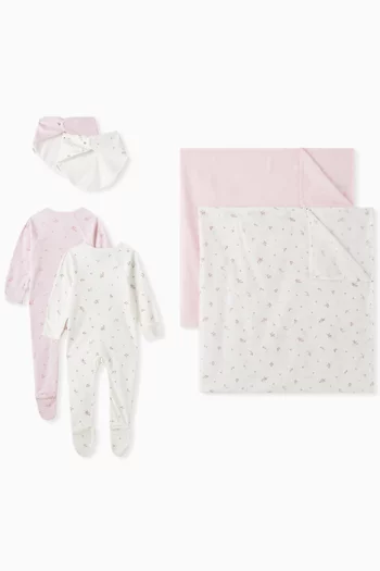 Pink Blossom 2 Pack Zip Growsuit Gift Set in Cotton