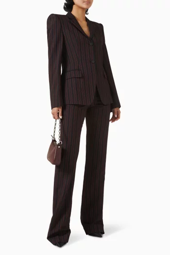 Pinstriped Flared Pants in Wool