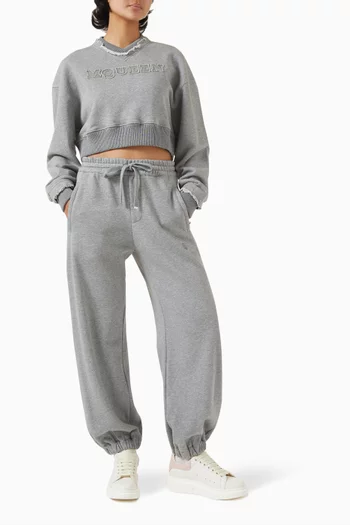 Logo Cropped Sweatshirt in Cotton-fleece