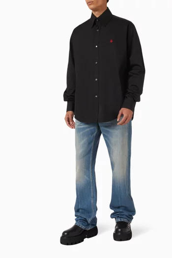 Skull Shirt in Cotton Poplin