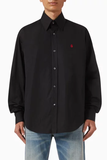 Skull Shirt in Cotton Poplin