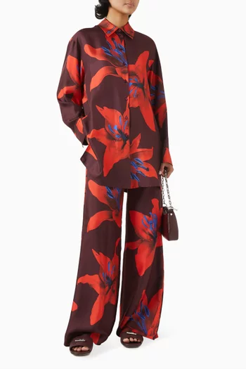 Floral-print Pants