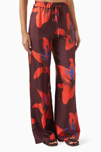 Floral-print Pants