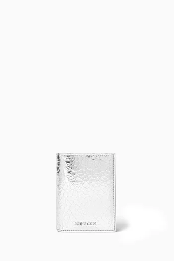 Logo Cardholder in Metallic Calf Leather