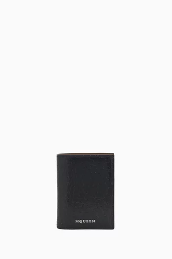 Logo Cardholder in Crackled Leather