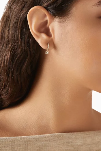 Square Diamond Single Huggie Earring in 14kt Yellow Gold