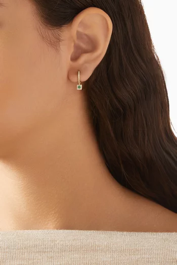 Emerald Single Huggie Earring in 14kt Yellow Gold
