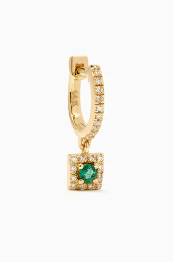 Emerald Single Huggie Earring in 14kt Yellow Gold