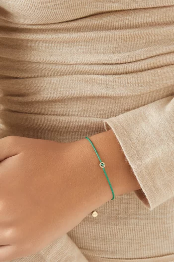 Emerald & Diamond Cord Bracelet in 14kt Yellow Gold