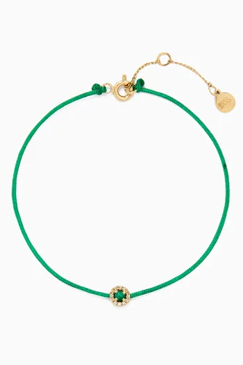 Emerald & Diamond Cord Bracelet in 14kt Yellow Gold
