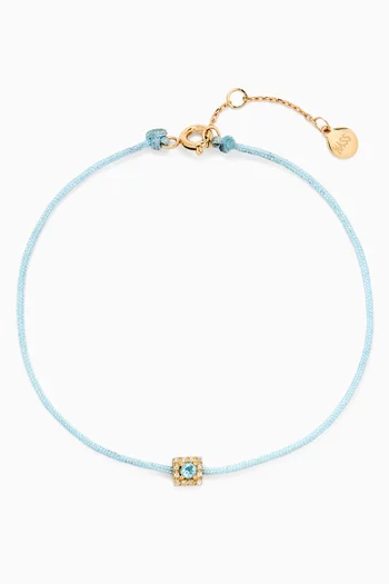 Topaz & Diamond Cord Bracelet in 14kt Yellow Gold