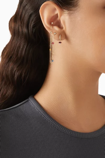 Sapphire Chain Single Stud Earring in 14kt Yellow Gold