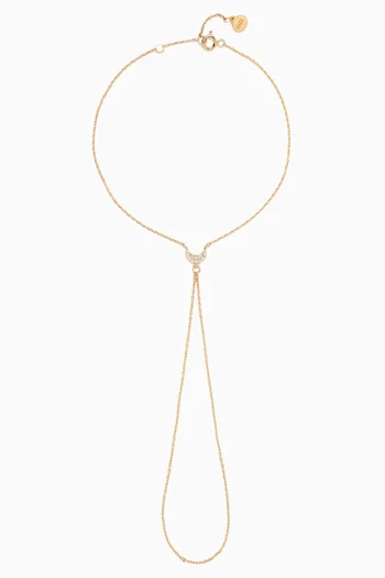 Diamond Moon Hand Chain Bracelet in 14kt Yellow Gold