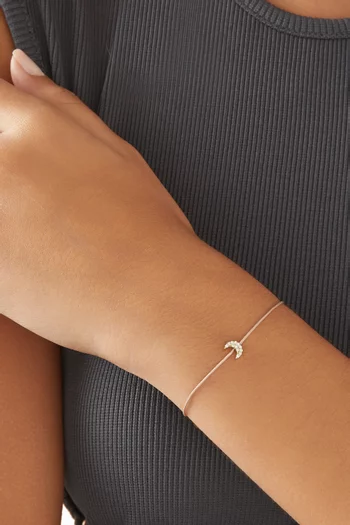 Diamond Moon Cord Bracelet in 14kt Yellow Gold