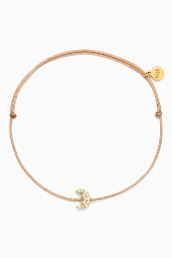 Diamond Moon Cord Bracelet in 14kt Yellow Gold