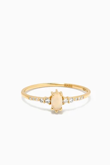 Opal Ring in Diamond & 14kt Yellow Gold